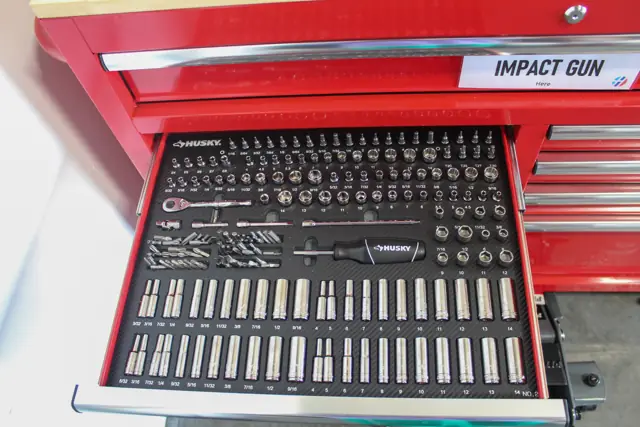 Wall of professional tool bits